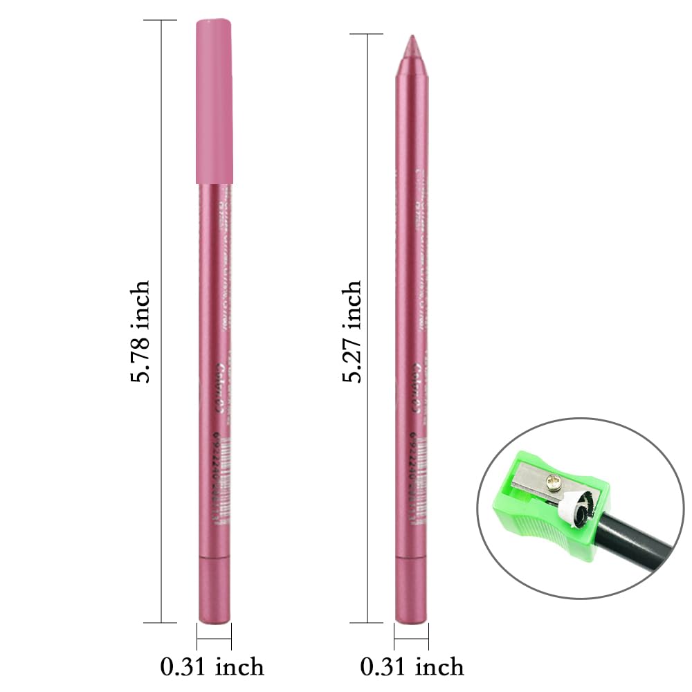 evpct 3Pcs Shimmer Pink & Shimmer Peach Red & Rose Red Gel Glitter Eyeliner Pencils Set for Women Waterproof Smudge Proof lapiz de ojos delineador de ojos contra el agua Eye Liner Makeup 03 04 21