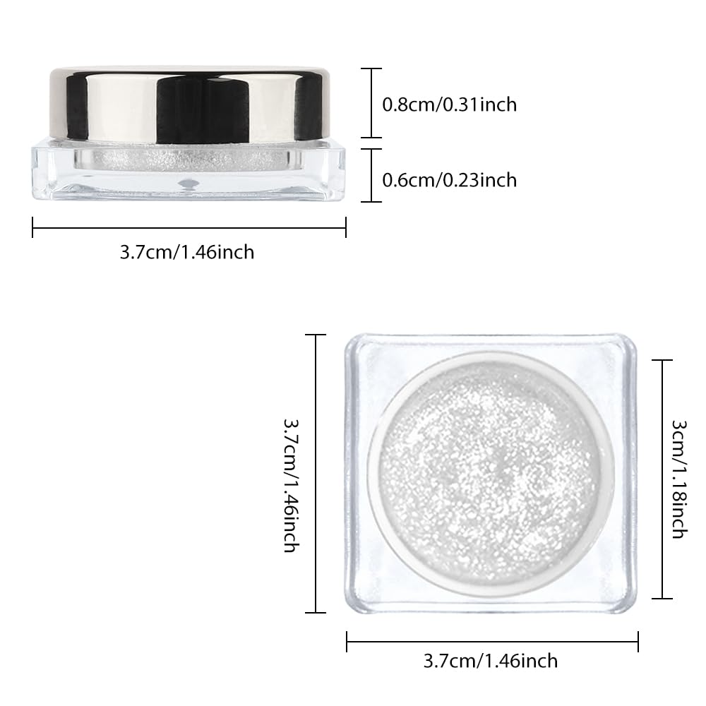 Single Cream Glitter Eyeshadow, Shimmer Eyeshadow Palette, Korean Eye Glitter Makeup, Ultra-Blendable, Sparkle Silver Eye Shadow, Single Shade Metallic Pigmented (Sparkle white)