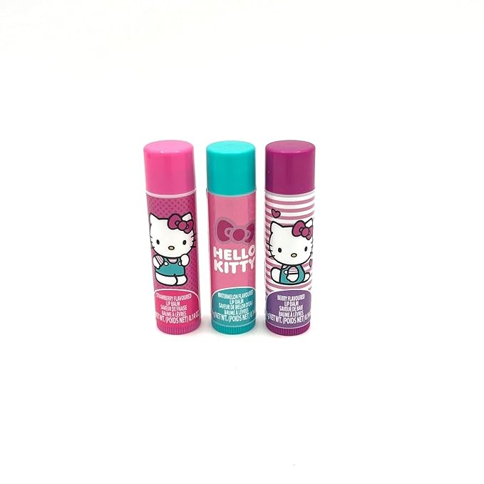 Hello Kitty 3pk Lip Balm Set with Stickers and Pouch