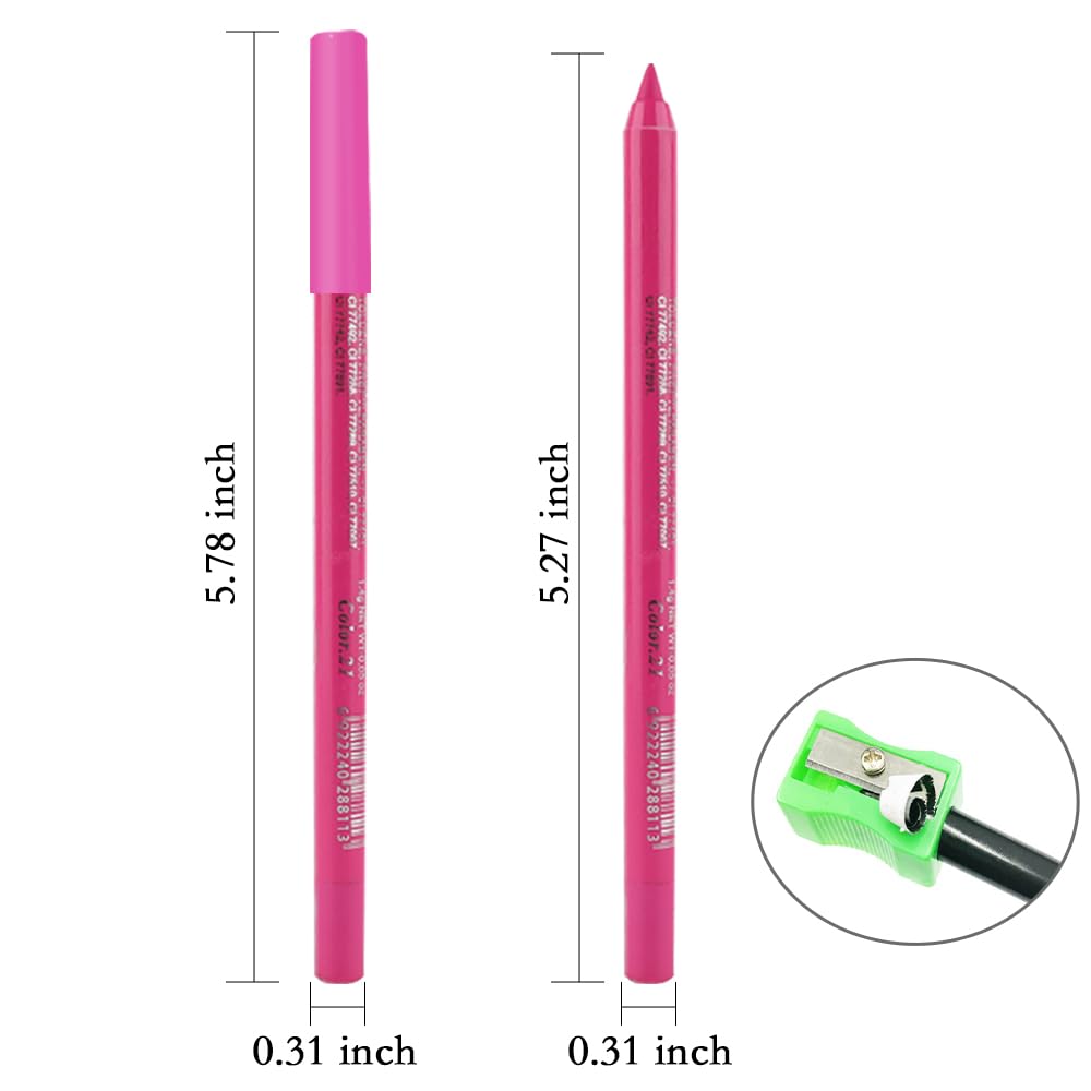 evpct Rose Eyeliner Pencils for Eyes, Rose Hot Pink Red Colored Eye Liner Pencil Pen Makeup Waterproof Smudge Proof, Colored Gel Waterline Eyeliner Liquid, Face Eye Paint Stick Halloween Makeup 21