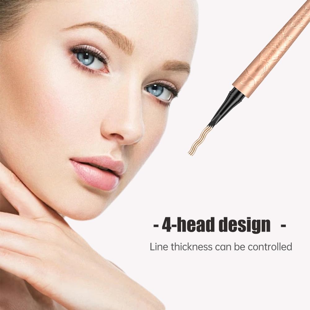 Microblading Eyebrow Pencil, 2025 New Waterproof Eyebrow Pencil, Premium Microblading Eyebrow Pen with 4 Tip, Long-Lasting Natural Magic Eyebrow Makeup Fine Stroke Eye Brow Pen for Women (Gray)
