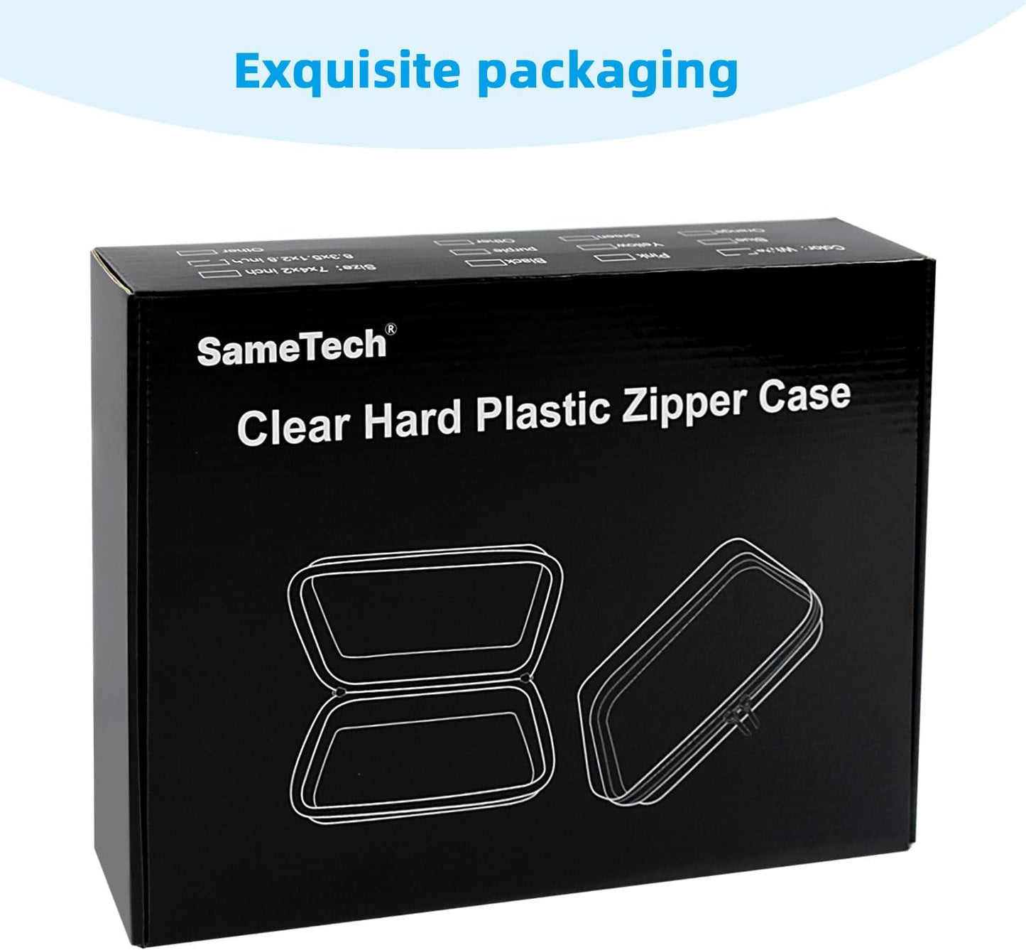 SameTech Zip Bins Clear Storage Bins for Home Organization, Stackable Hard Shell Zipper Case to Organize Bin, Zippered Hard Pouch Container Toiletry Bag Travel Bags for Toiletries, 2pcs