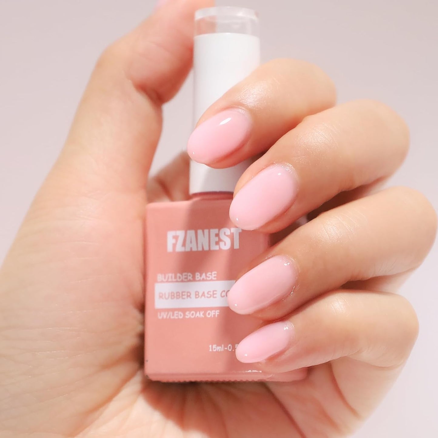 FZANEST Rubber Base Builder Gel For Nails, Sheer Color Gel Polish Elastic Rubber Base Coat For Nail Thickening Extension 15ml (Baby Pink)