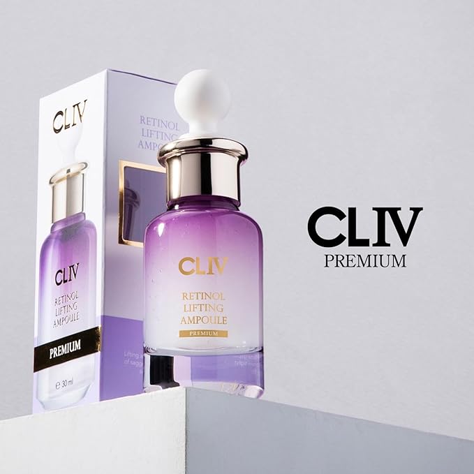 CLIV Retinol Lifting Ampoule, Korean Skincare with 85% Collagen Solution, Retinol, Peptides & Fermented Botanical Complex for Skin Texture and Moisture Support, ballon serum 1.01 fl oz