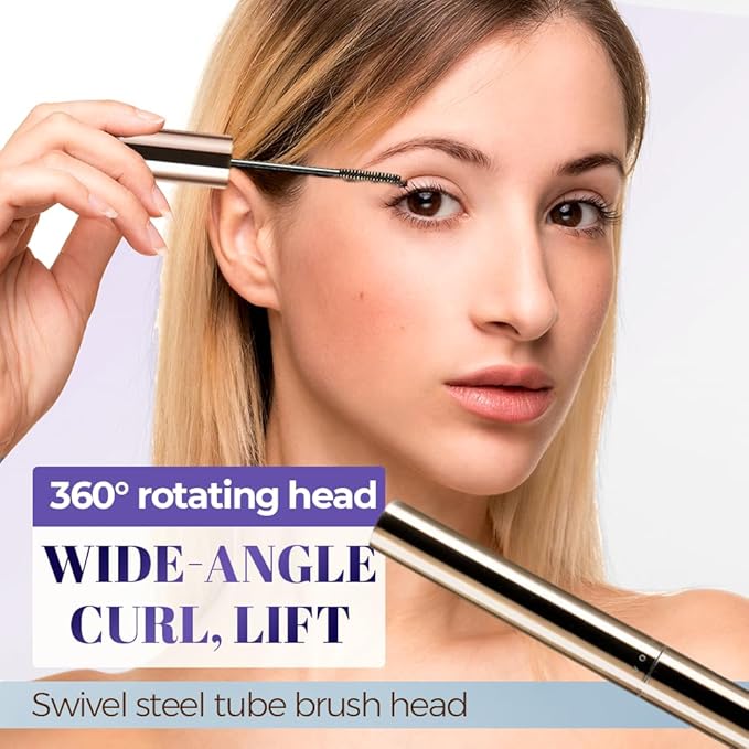 Ultra-Fine Lengthening Waterproof Quick-Dry Mascara, 2026 New Iron Wand Mascara, Waterproof Metal Wand Mascaras, Long-lasting 3D Curling Eyelash, Smudge Proof and No Flaking (Black)