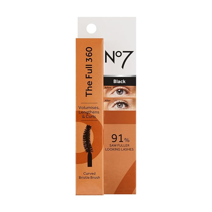 No7 The Full 360 Mascara - Black - Volumizing, Lengthening Mascara for Full, Long Lashes - Clump & Smudge-Free - Up to 24 Hour Wear (7ml)
