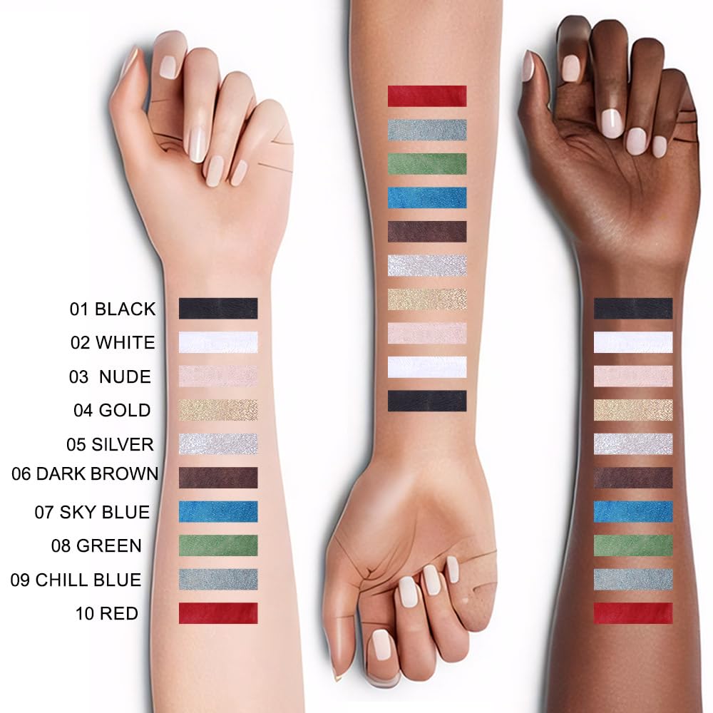 evpct 1Pcs Dark Brown Color Gel Glitter Eyeliner Pencils Set for Women Waterline Waterproof Smudge Proof lapiz de ojos delineador de ojos contra el agua Eye Liner Makeup,06# Dark Brown