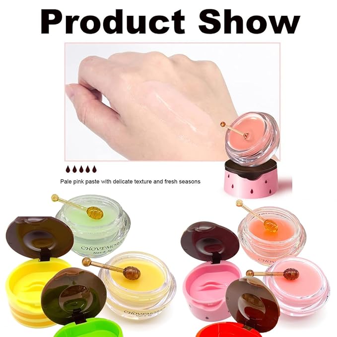 Fruit Lip Mask Set with Honey & Vitamin E, Moisturizing Overnight Treatment, Effective Reduces Lip Lines Prevention Dry and Cracked (9 Flavors)