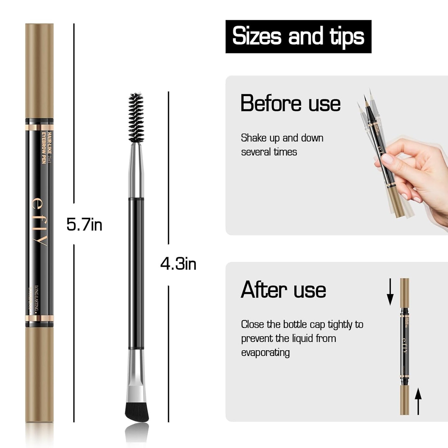 Eyebrow Pencils for Women, Microblading Eyebrow Pen Magical 2-in-1 Dual-Ended Brow Pen with 3D & Precise Brush-Tip Create Natural Hair-Like Brows, Last All-Day(Black)