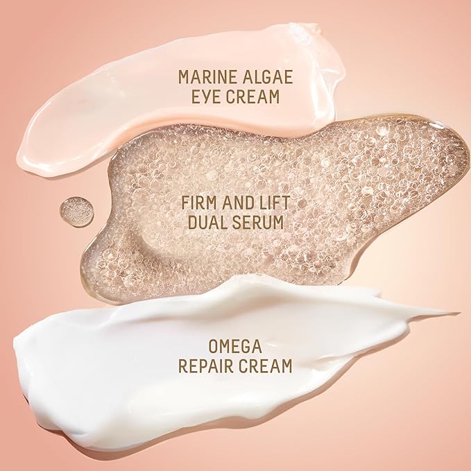 Biossance Uplifting Glow Holiday Set, Firm and Lift Serum, Marine Algae Eye Cream, Omega Repair Cream ($112 value), 1 Set