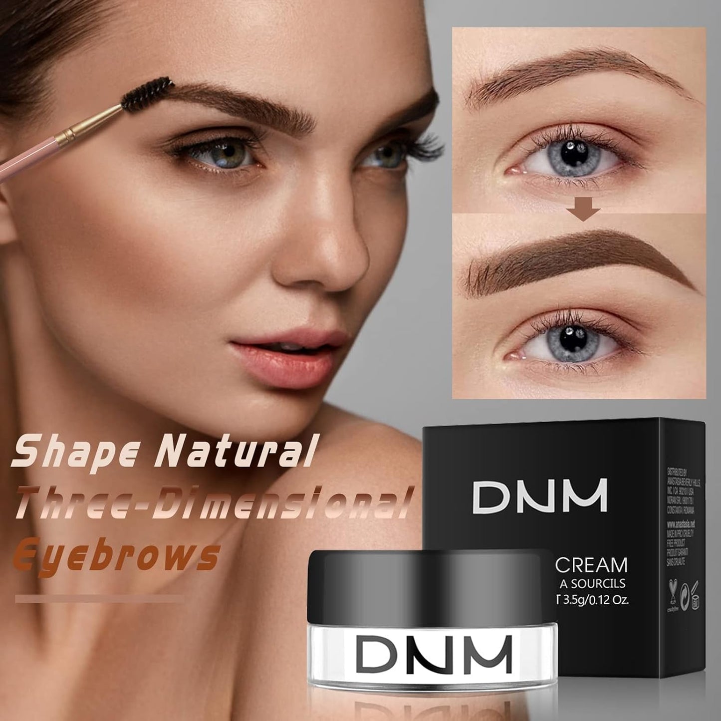 2Pcs Brow Pomade Set with Dual-ended Eyebrow Brush, High pigment Water proof Natural finish Eyebrow Makeup Set with Eyebrow Brush for Women and Girls(03#)