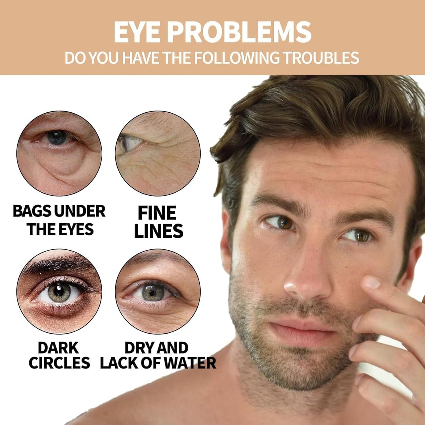 Eye Repair Stick for Men, Under Eye Roller for Eyes Bags and Dark Circles, Cooling Stick Hydrates and Depuffing, Gentle, Natural Formula (1pcs, 0.35 fl.oz)