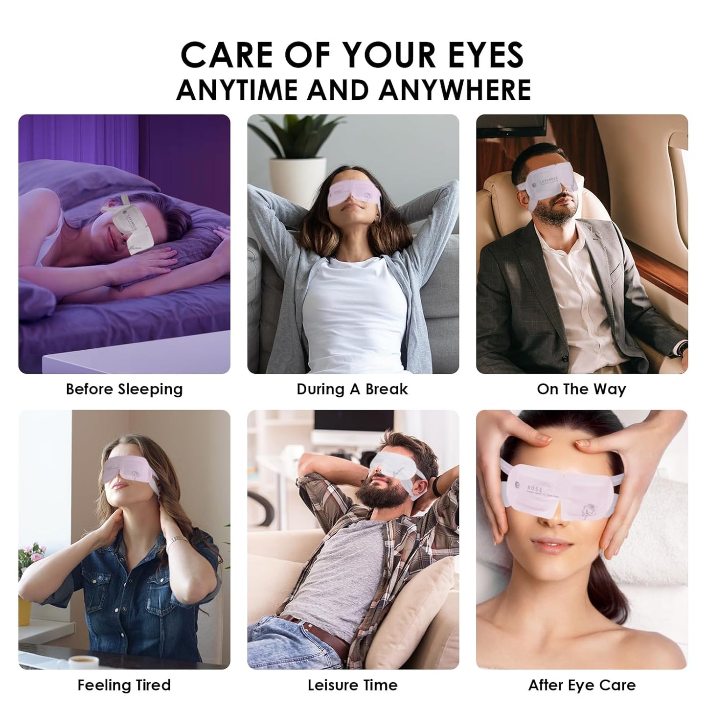 Steam Eye Mask, Rich Hyaluronic Acid Rose Heated Eye Masks, Disposable SPA Sleep Eyes Masks, Relieving Dry Eyes, Dark Circles and Puffiness, 10 Packs