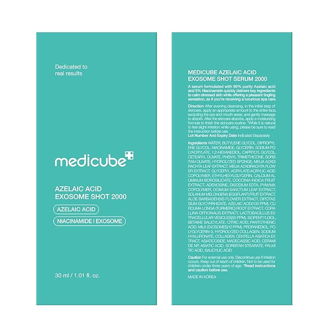 medicube Azelaic Acid Exosome Shot Serum 2000 – Calm Redness due to Dryness while Refining Uneven Texture | Use for After Spot Care, with Azelaic Acid, Niacinamide | Korean Skincare, 30ml / 1.01 fl.oz
