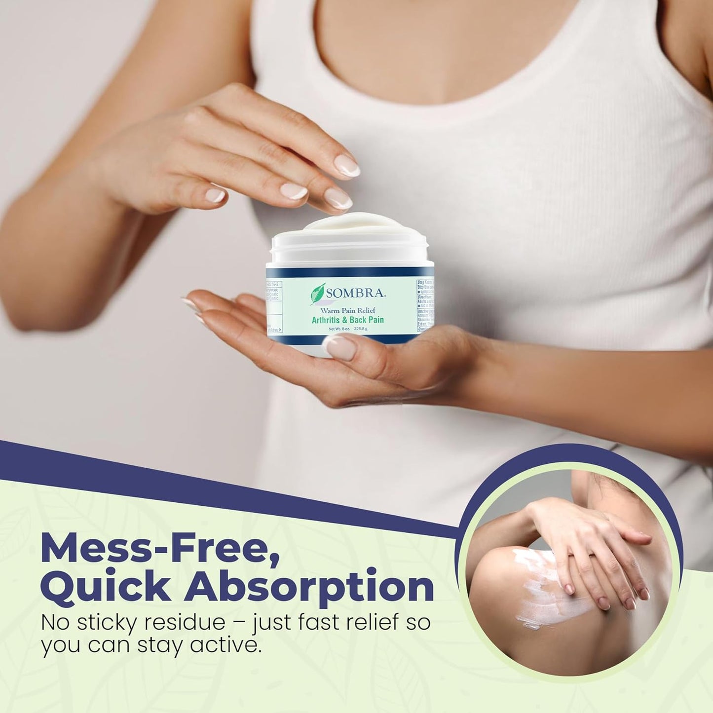 Sombra Warm Pain Relief Gel, Warm Relief for Arthritis and Chronic Pain Pre-Workout Muscle Rub Vegan Formula Free of Artificial Fragrances, Dyes, NSAIDs, Wax, Petroleum, Alcohol - 8oz (2 Pack)