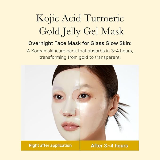 medicube Color-Changing Jelly Mask Set For Uneven Skin Tone & Radiant Glow: Salmon DNA PDRN pink collagen jelly gel mask (4ea) and Kojic Acid Turmeric Brightening Gold Jelly Gel Mask (4ea)