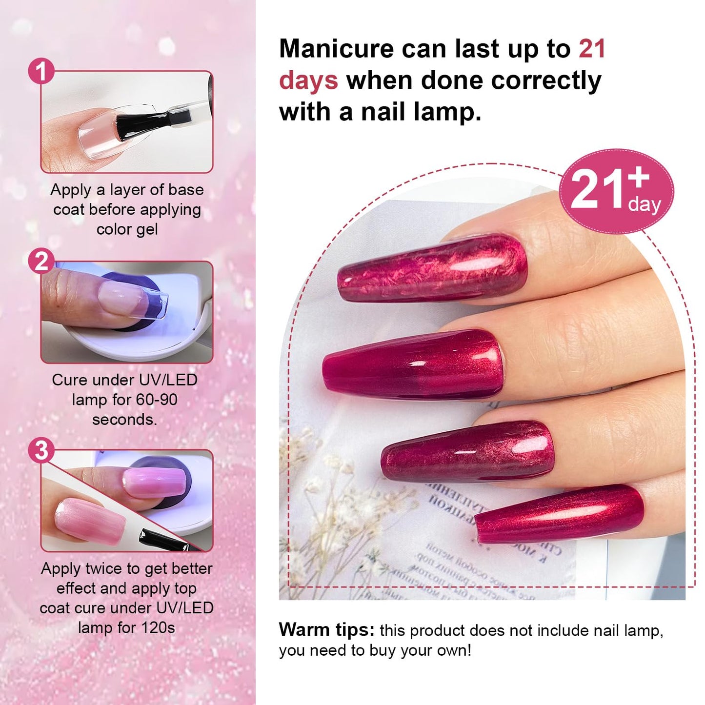 JODSONE 10 Color Gel Nail Polish Set with Base Coat and Top Coat Great DIY Salon Home Gift