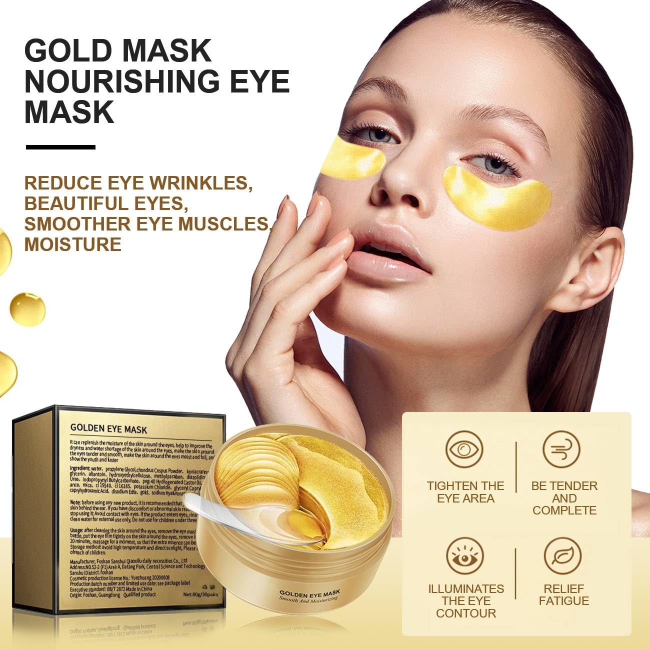 60 PCS Under Eye Patches,Under Eye Patches for Puffy Eyes and Dark Circles,Brightening Eye Masks,Eye Patches with Collagen for Dark Circles,Reduces Wrinkles and Relieves Pressure