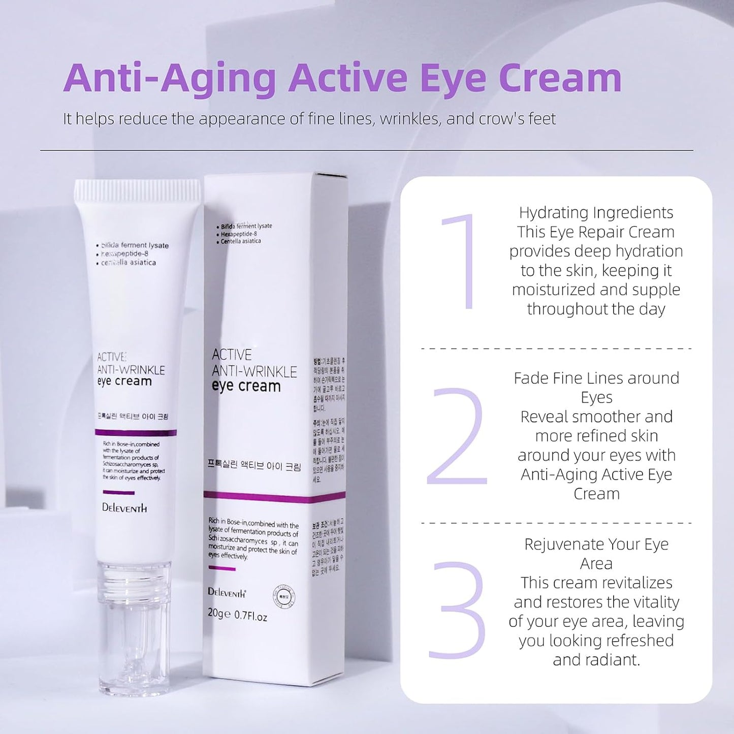 Korea Active Anti-Wrinkle Eye Cream, Pro-Xylane Anti-Aging Active Eye Cream, Active Emulsion, Fade Fine Lines around Eyes, Anti-Wrinkle, Moisturizing, Anti-Aging, Tighten and Delicate Skin
