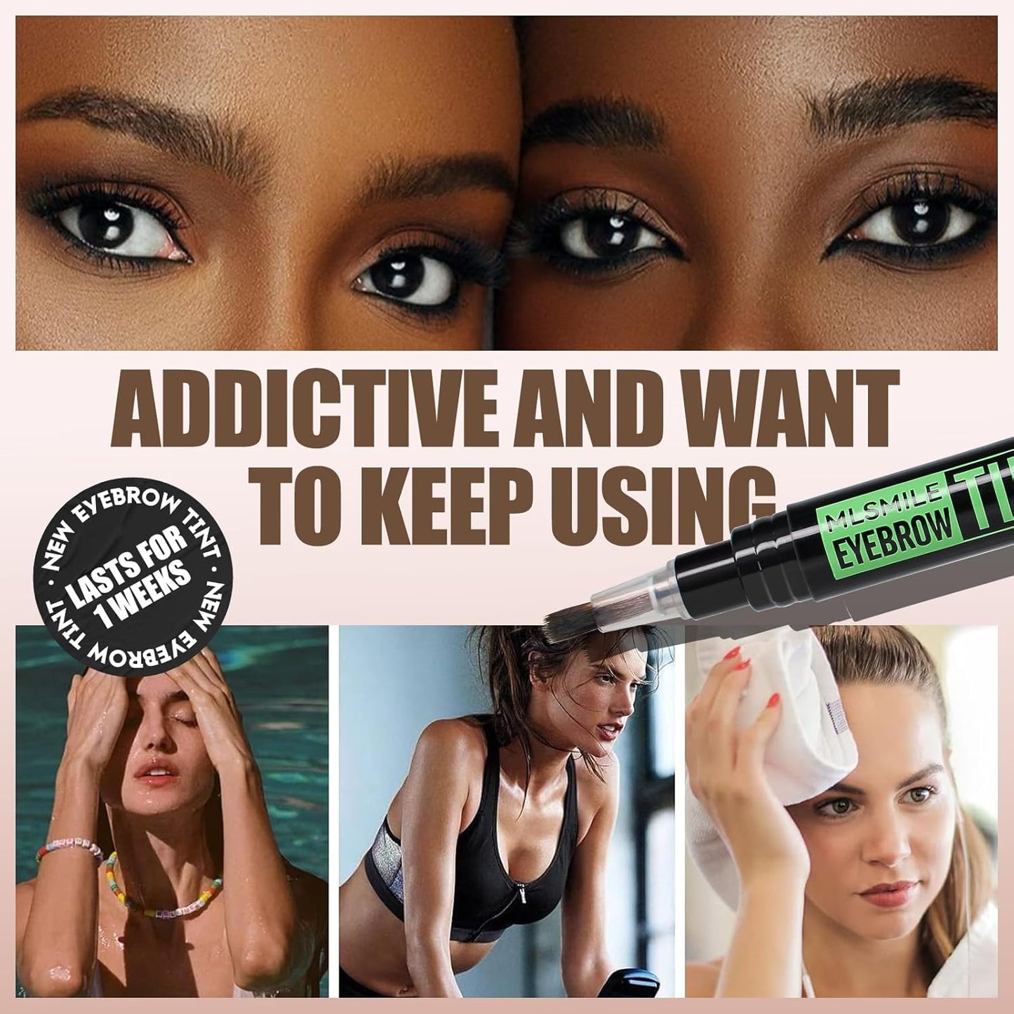 2PCS Temporary Eyebrow Tint Set, Grey Black Tattoo Eyebrow Gel, Natural Color Eye-Brow Gel Waterproof Longlasting, Last Up to 7 Days