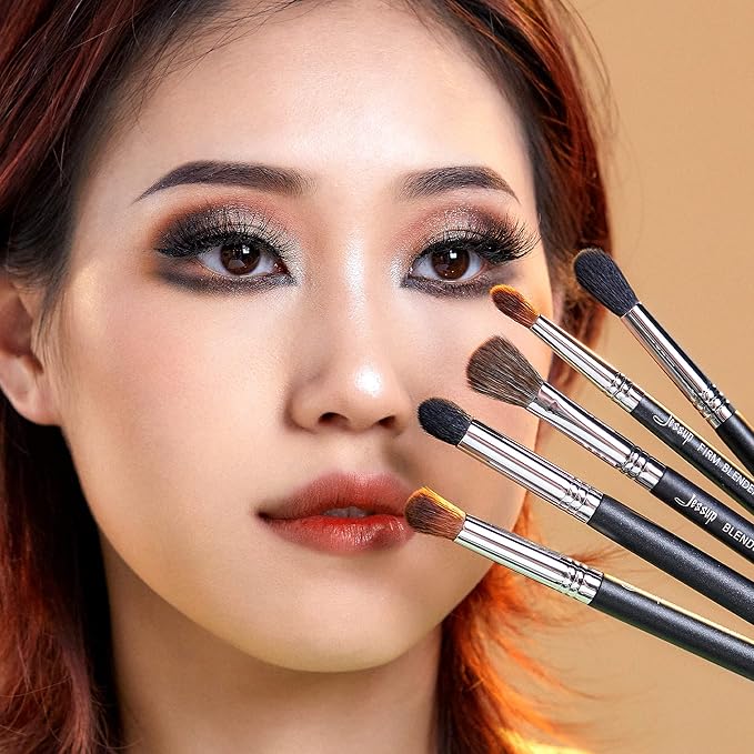 Jessup Eyeshadow Brush Set Professional Eye Blending Brushes for Lid Small Fluffy Soft Eye Brushes 10pcs, T331