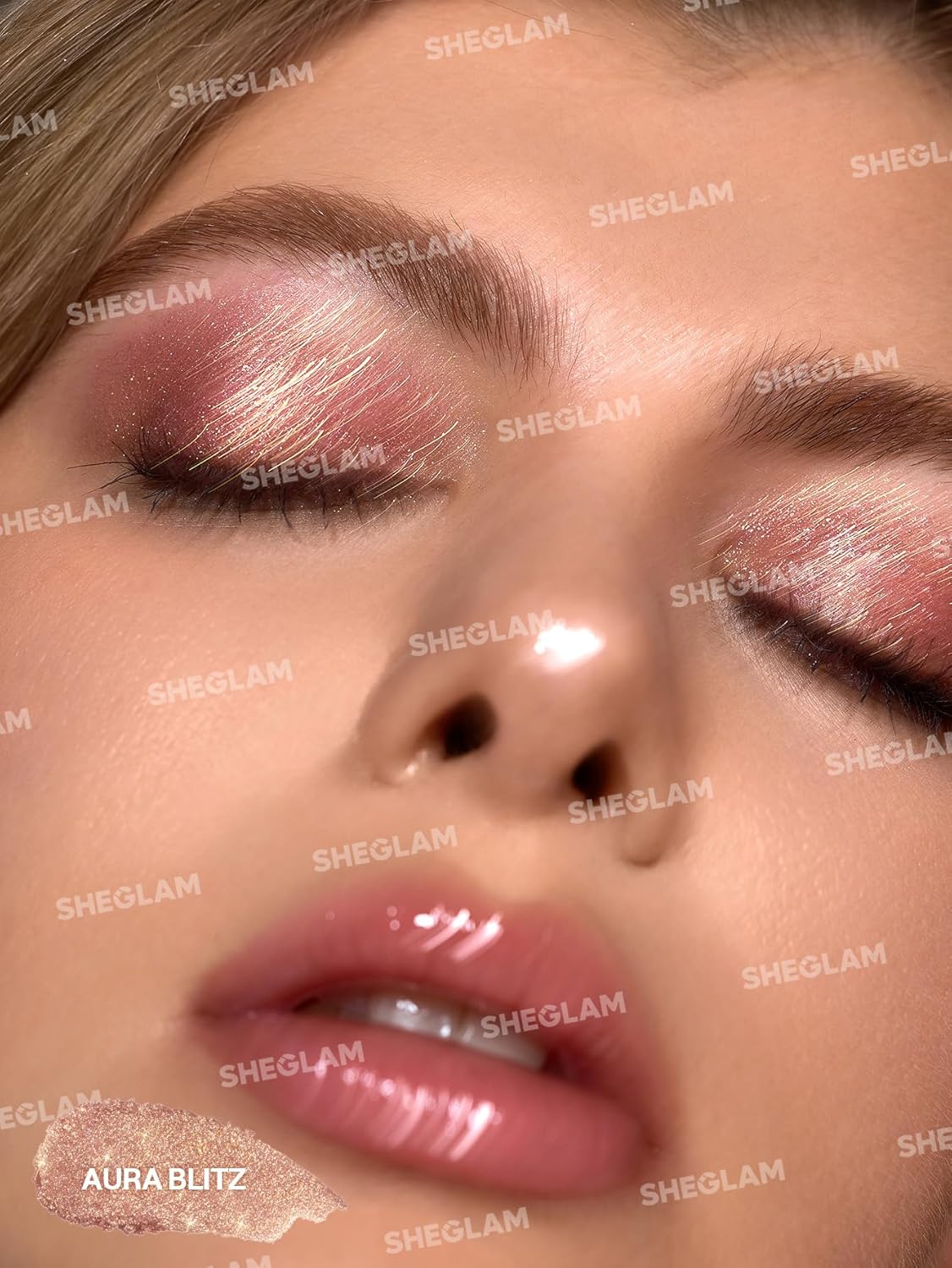 SHEGLAM Crystal Jelly Glaze Stick Eye Shadow Stick Eyeliner Brightener Pencil Crayon with Brush Easy to Blend Long Lasting Shimmer Eyeshadow-Aura Blitz