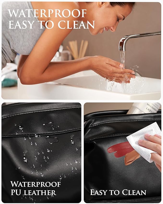 Gift Ideas for Woman Initial Large Makeup Bag, Personalized Birthday Gifts Cosmetic Bag with Makeup Brush Organizer, Waterproof, Large Capacity Travel Toiletry Bag for Women Makeup pouch