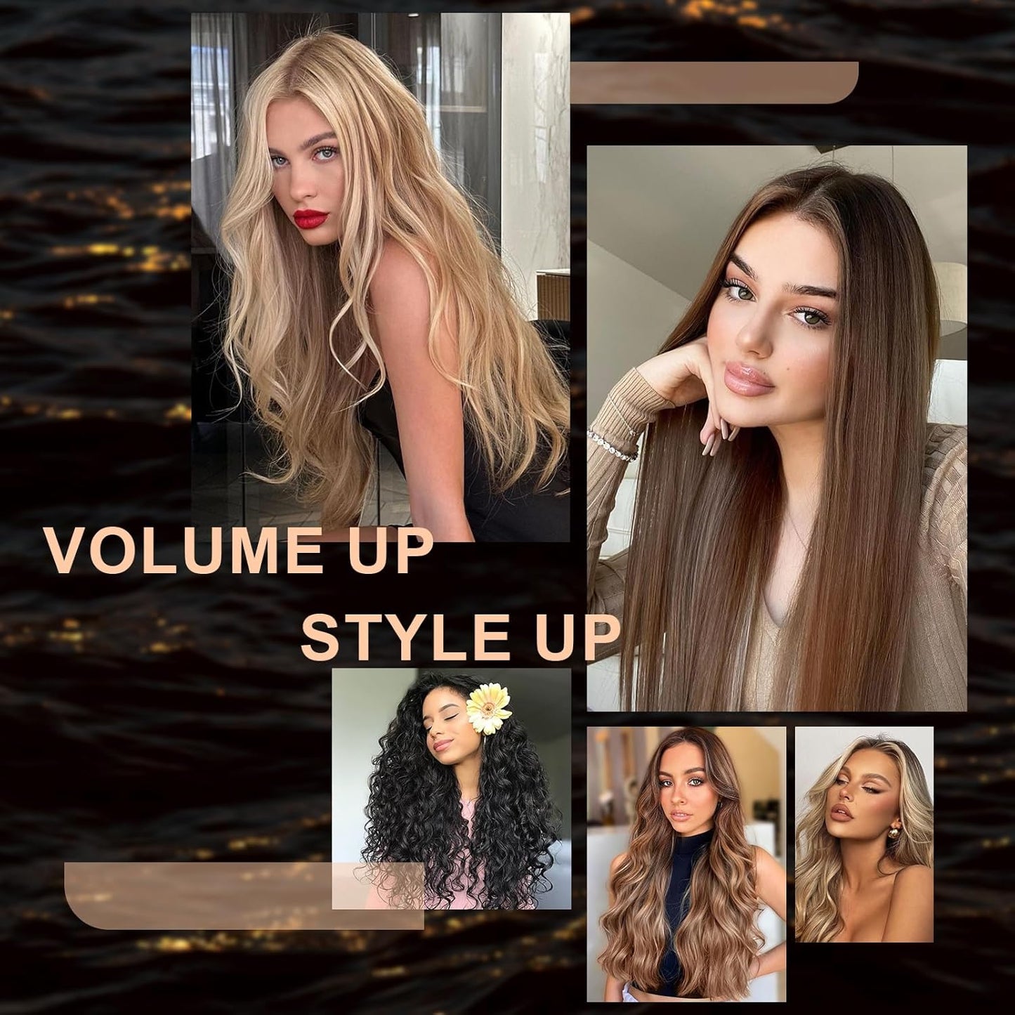 Travel Dual Voltage Blow Hair Dryer Brush 4-IN-1 Portable Mini Hot Air Dryer Straightener & Curler Brush, Titanium Round Blowout Styler Volumizer Tools, 110/240V US/EU/UK Plug for International Travel