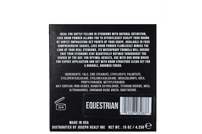 Joey Healy Luxe Brow Powder, Natural and Soft Definition Eyebrow Powder, Waterproof Brow Makeup Formula, Equestrian (Auburn)