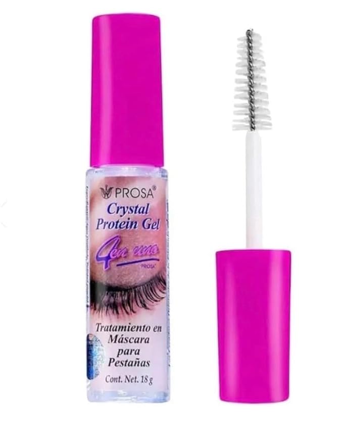 ProsaSet - 5 Most Popular Products | Crystal Protein Gel for Eyebrows or Eyelash Primer- Micro- Fiber Mascara - Black Eyeliner - Eyelash Growth Oil - Under Eye Cream