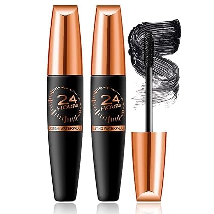 2025 New Waterproof Silk Fibre Thick Mascara, Iron Wand Mascara Curling Eyelashes Iron Mascaras with No Flaking, Long-Lasting 4D Curling Silk Fiber Lash Mascaras for Women Eyes Makeup(2PCS)