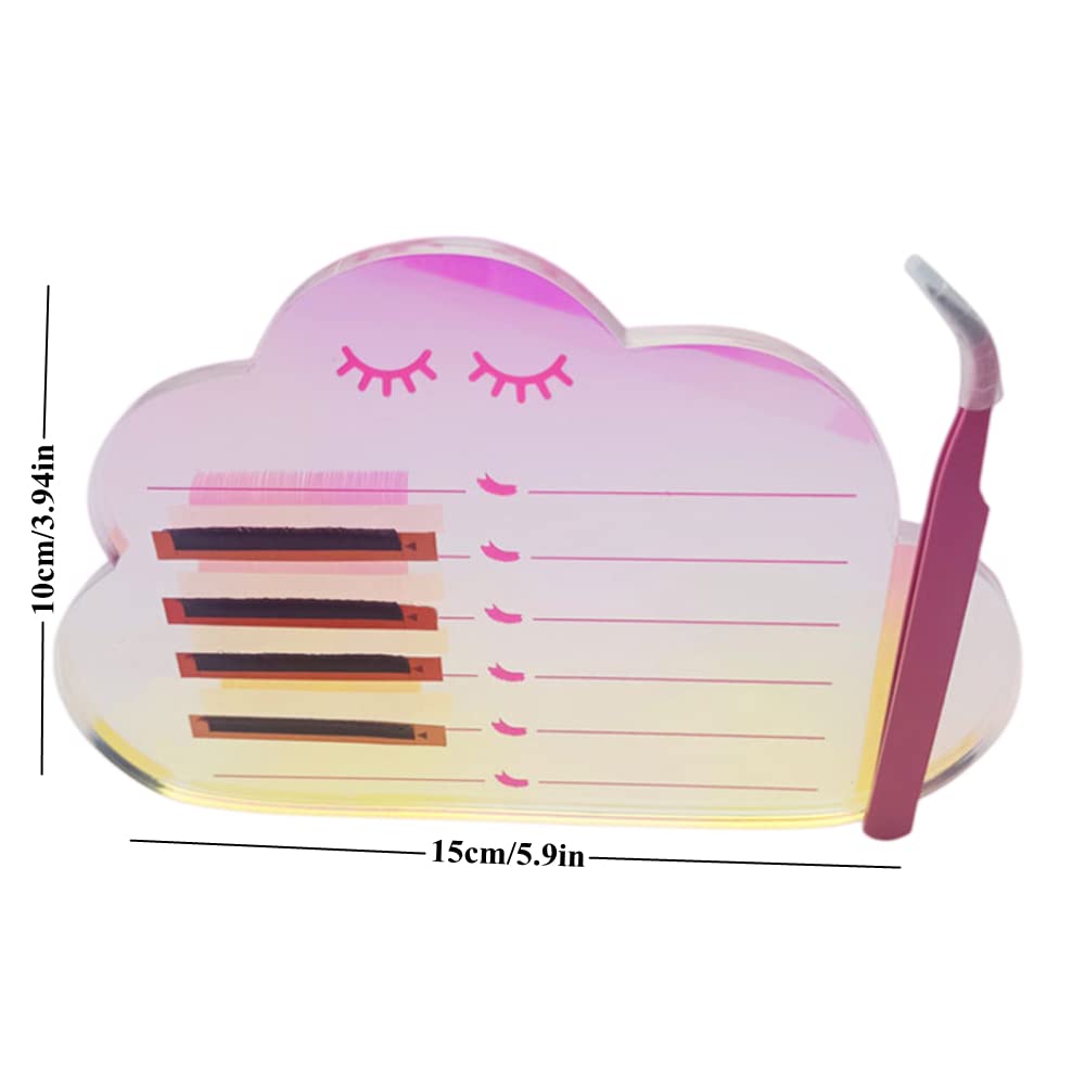 Grafting False Eyelash Acrylic Extension Pallet, Eyelash Extension Tweezers Plate Pad Makeup Palette Individual Training Tools Dazzling (Cloud-shaped C （5.9x3.94in）)