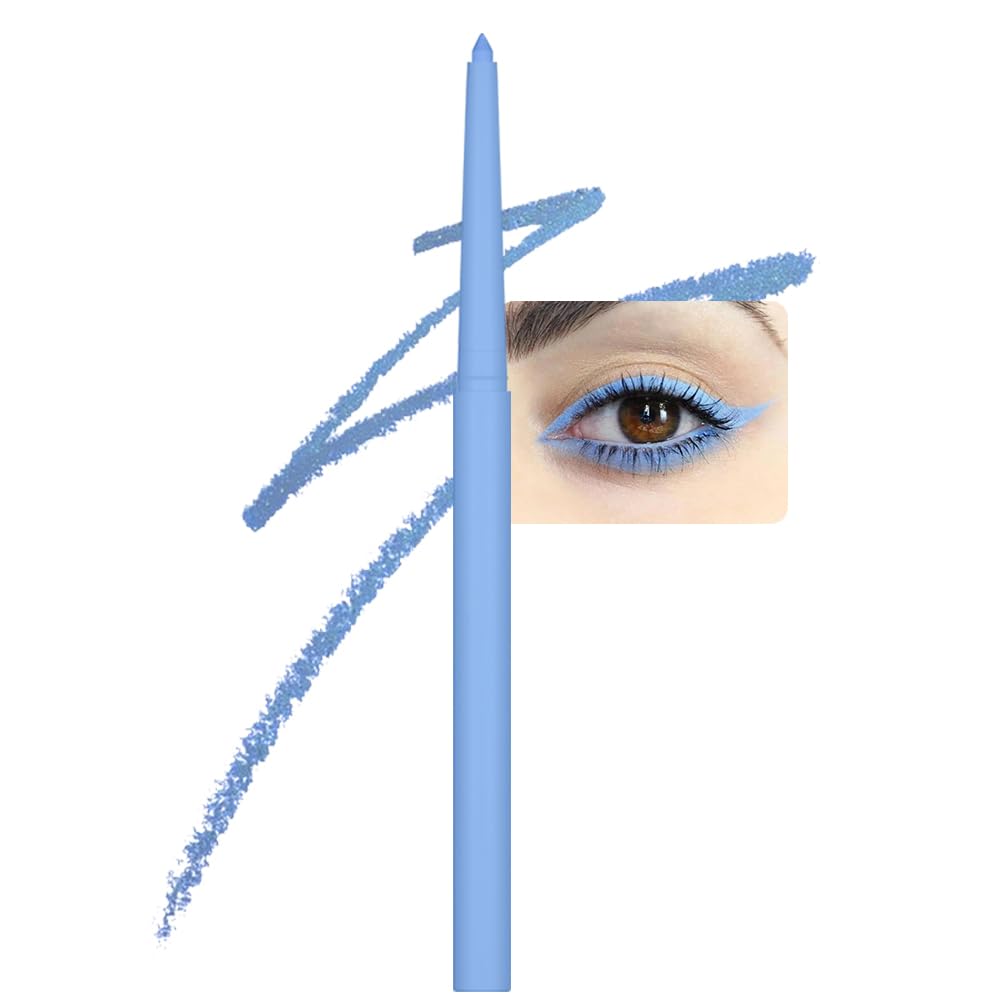 evpct Blue Eyeliner Pencils for Eyes, Light Sky Blue Matte Colored Eye Liner Pencil Makeup Waterproof Smudge Proof, Colored Gel Waterline Eyeliner Liquid Face Eye Paint Stick Lipstick Halloween Makeup