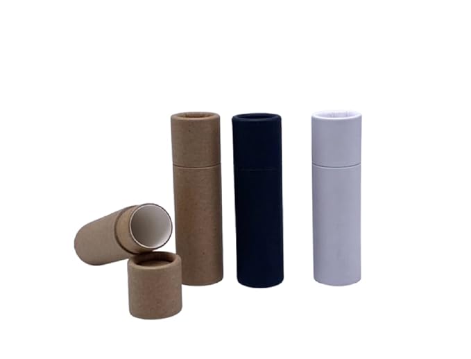 GreenWay 0.3oz / 8.5g Kraft Paperboard Lip Balm Tubes with Lids - 25 Pack Lip Gloss Tubes Refillable DIY Cosmetic Containers - Lip Balm Containers Chapstick Tubes Empty Holder Tubes - Brown