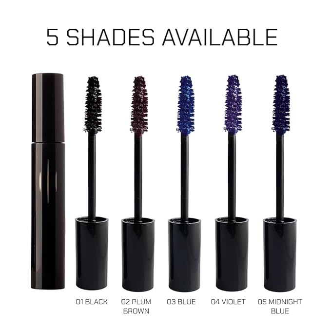 Radiant Professional Lengthening Mascara with silicone brush – Smudge-Proof Curl Mascara Volume & Length for Sensitive Eyes, Cruelty Free, Ideal for Mature & Young Women, 0.43 oz (05 Midnight Blue)