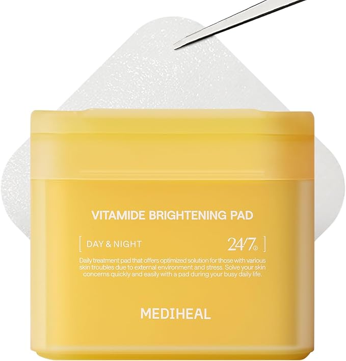 MEDIHEAL Toner Pads [Vitamide] - Radiance Boosting Pad for Clear, Illuminating Skin - Contains Niacinamide & Sea Buckthorn - Blemish Care, Skin Toning - Vegan Stretchable Fabric Pads (100 Count)