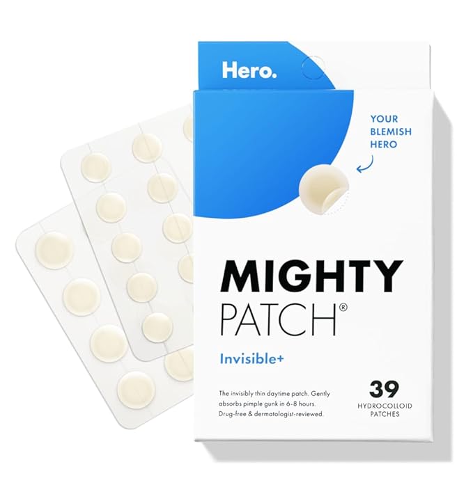Mighty Patch™ Invisible+ Patch - Daytime Hydrocolloid Acne Pimple Patches for Covering Zits and Blemishes, Ultra Thin Spot Stickers for Face and Skin (24 Medium and 15 Small Patches)