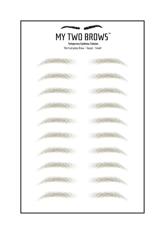 (10 pairs) Taupe Temporary Eyebrow Tattoo - Small Size - Waterproof & Smudgeproof - Everyday Brow Style Eyebrow Stickers - Sheet Lasts up to 30 Days - Won't Work on Existing Brows