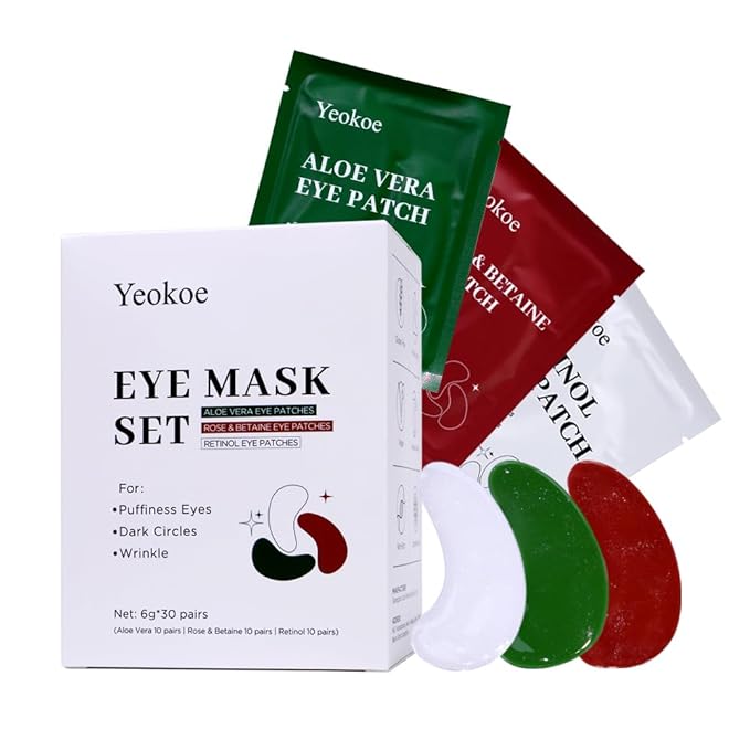 Under Eye Patches For Puffy Eyes and Dark Circles Wrinkle,30 Pairs Face Masks SkinCare With Retinol Serum,Aloe Vera,Rose Betaine
