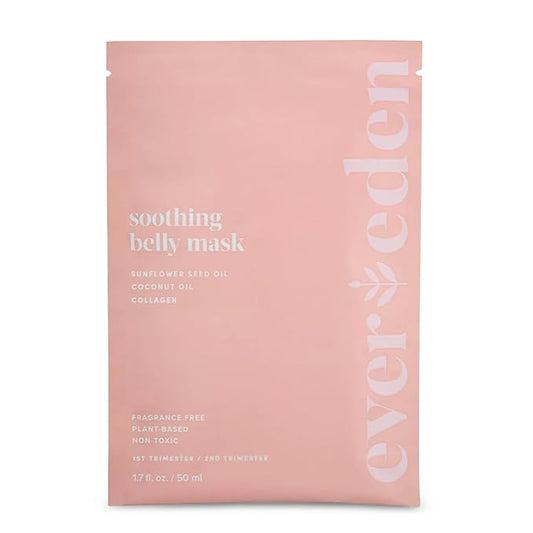 Evereden Soothing Belly Mask for Stretch Marks - 2nd/3rd Trimester Size | 1 count | Belly Mask for Pregnancy | Clean Pregnancy Skincare | Non-toxic and Fragrance Free