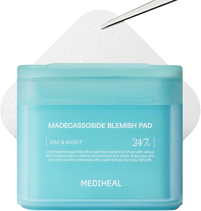 MEDIHEAL Madecassoside Blemish Pad - Square Cotton Facial Toner Pads with Centella Asiatica & Madecassoside – Anti Blemish to Improve Uneven Skin Tone - Vegan Face Gauze Pads, 100