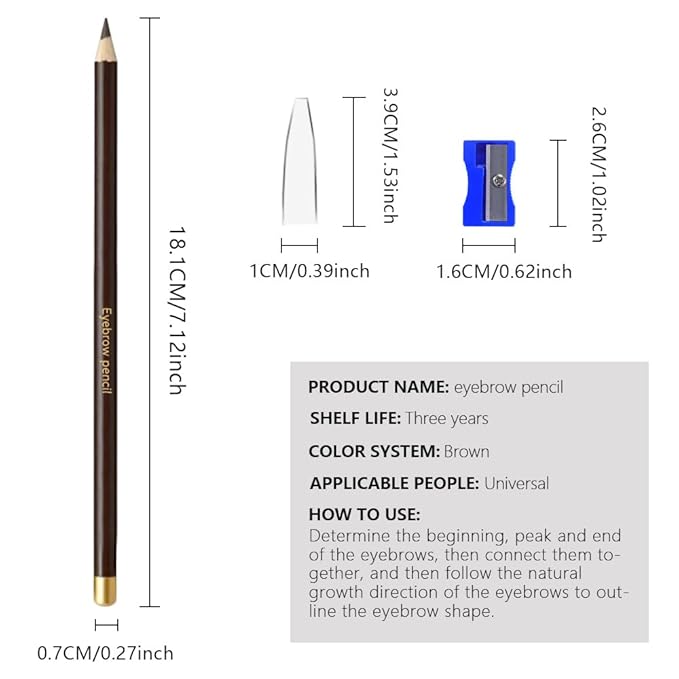 12Pcs Eyebrow Pencils for Women,Wooden Hard-Core Brown Eyebrow and Eyeliner Pencil,Long Lasting Waterproof and Sweat-Proof,Beginner Makeup Brow Pencil,Create a Natural Eye Brow Makeup,Vegan