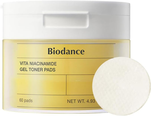 Biodance Vita Niacinamide Gel Toner Pads, Dark Spot Corrector, Evening Skin Tone, Hydrating for Sensitive Skin, Gentle Exfoliating Toner Pads, Korean Skincareㅣ4.93 fl.oz.(140g)*60Pads