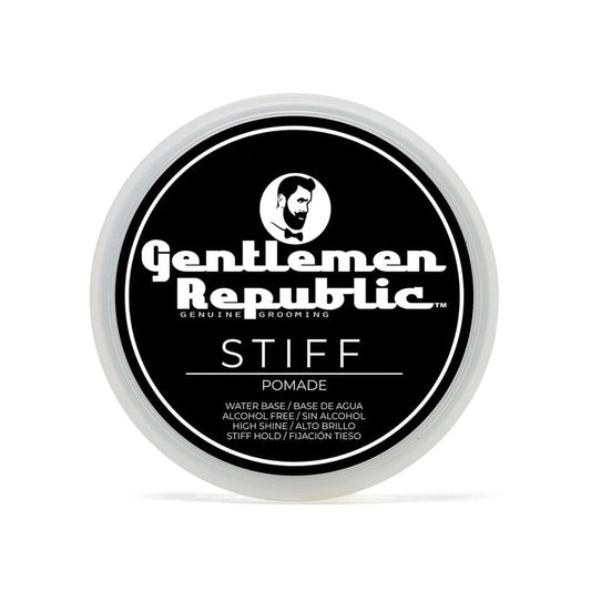 Gentlemen Republic Stiff Pomade for Men - Lightweight Water Based Pomade for High Hold & Shine, Premium Mens Hair Styling Products with No Beeswax - Suitable for Thick Hair, 4oz
