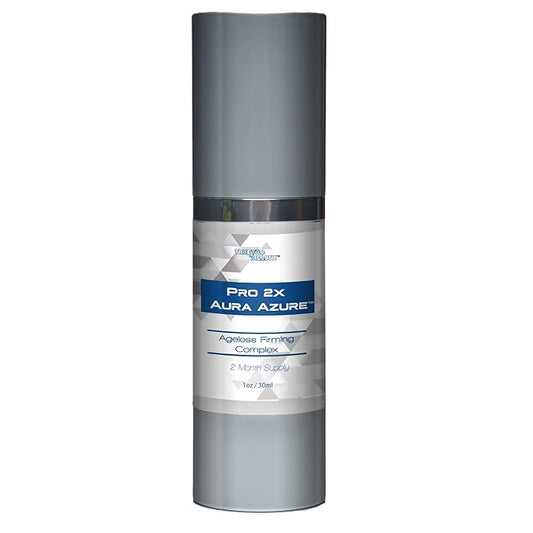 Pro 2x Aura Azure Serum - Anti Aging Serum - 2 Month Supply - Skin Firming Complex to Reduce Wrinkles Appearance - Exfoliate - Nourish - Improve Hyperpigmentation & Dark Circles - Aid Cell Renewal