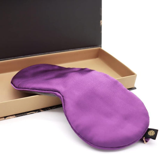 Premium Handcrafted 25 Momme Mulberry Silk Eye Mask for Sleeping (Purple Passion)