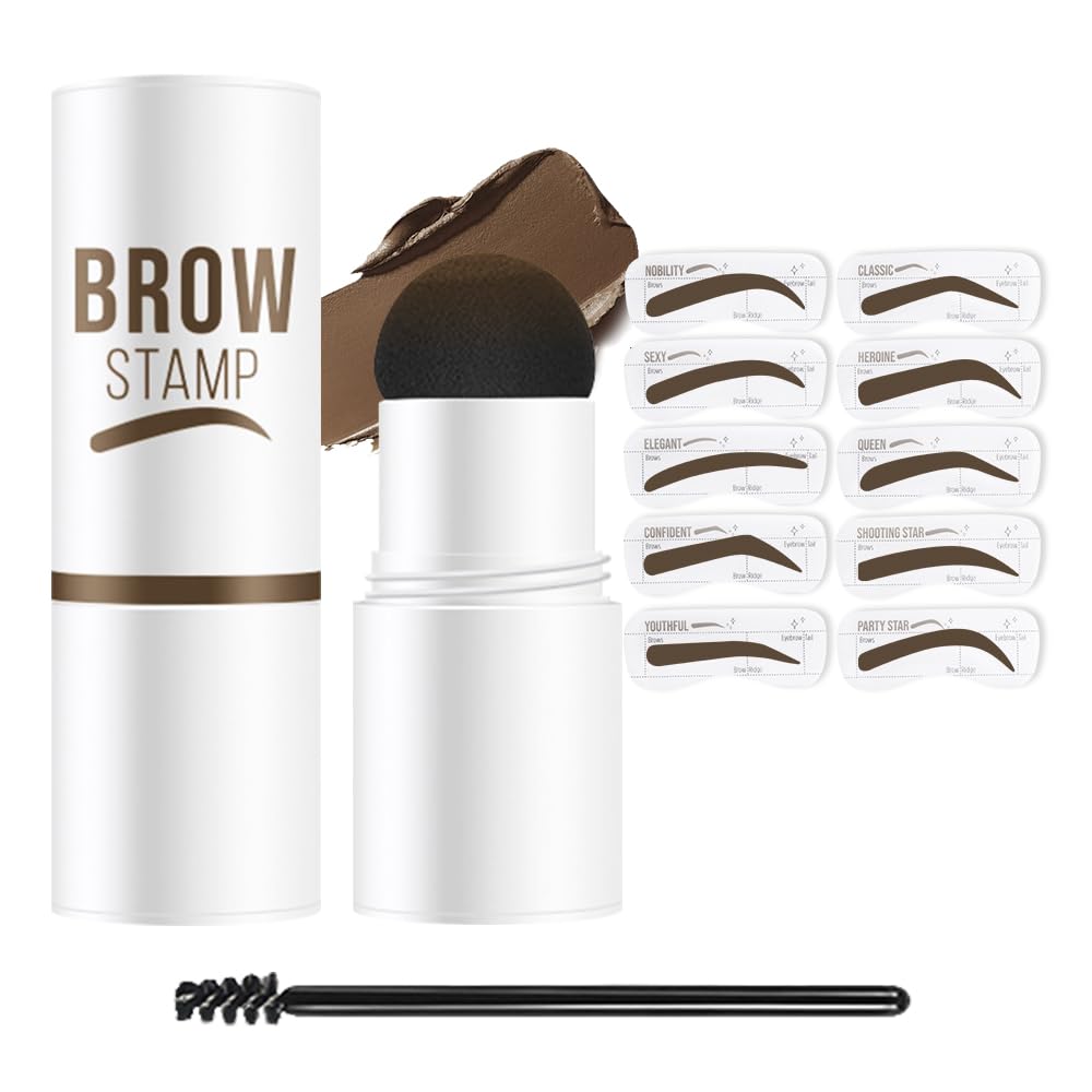 Eyebrow Stamp Stencil Set, Eyebrow Stencils Shaping Kit, Long-Lasting Eyebrow Shaper for Women Girl, Cruelty-Free plantillas para la cejas (Dark Brown)
