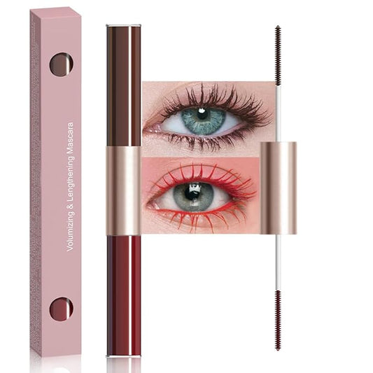 BINGBRUSH Colored Mascara Smudge-Proof, Long-Lasting, Volumizing & Lengthening,Red Burgundy Mascara Waterproof Eye Makeup for Party & Daily Looks (04#-Brown&Red, 1 Count (Pack of 1))