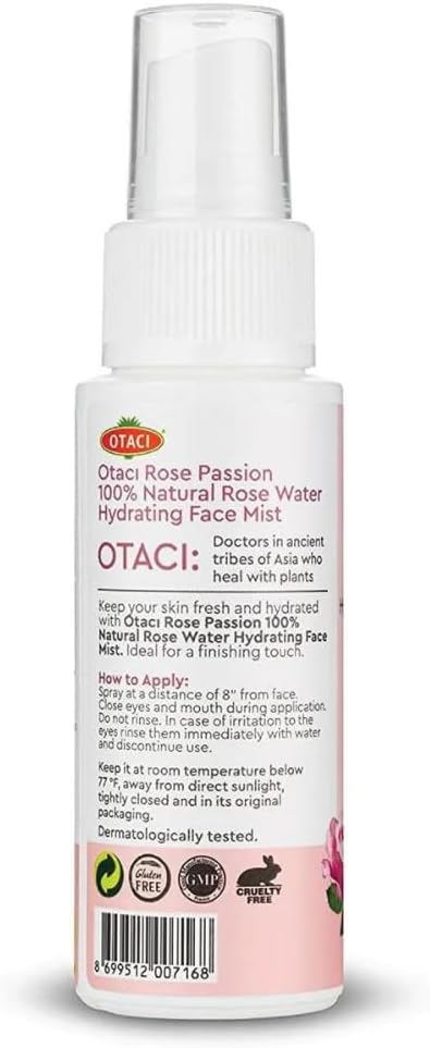 OTACI Rose Passion Face Mist Spray – 100% Natural Rose Water Hydrating Mist for Glowing, Refreshed Skin – Travel Size 50ml – Vegan, Alcohol-Free, for All Skin Types