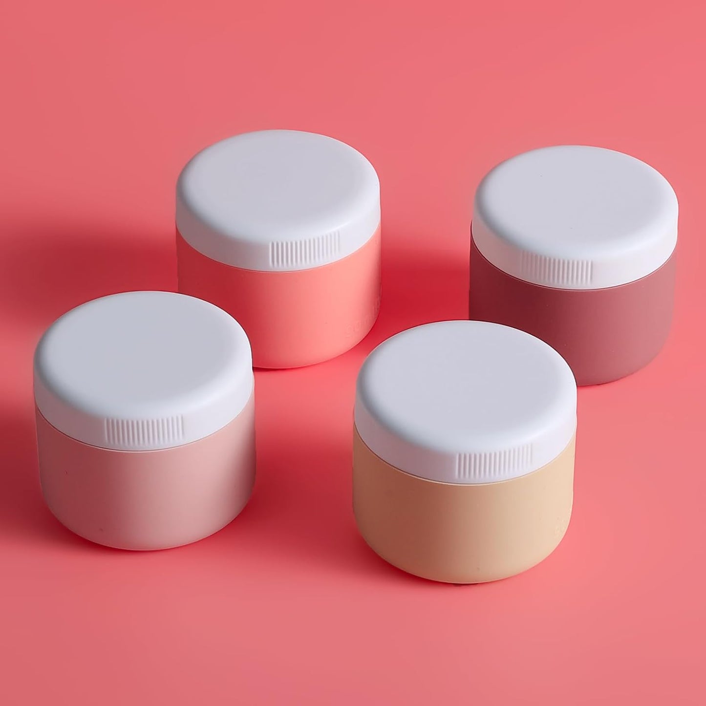 Travel Containers for Toiletries, Silicone Cream Jars BPA-Free, Leak-proof 1.35oz Travel Size Containers, Portable Size Silicone Jars with Lid for Cosmetic Face Hand Body Cream (4 Pack)